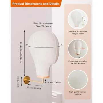 CHADWICK Mannequin Head Wall Mount for Wigs and Hats