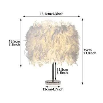 CfoPiryx Feather Table Light, Home Decorative Bedside Desk Lamp Elegant Feather Lampshade LED Night Lamp, Soft Lighting Romantic Atmosphere Light for Living Room Wedding Room Bedroom(US Plug,Pink)