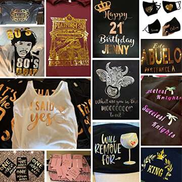 Tvinyl Warehouse Gold Iron on Vinyl Foil HTV Heat Transfer Vinyl for T-Shirt 12" X 10"(Pack of 3)