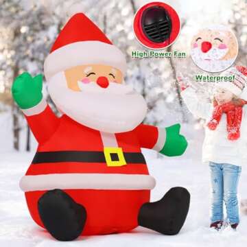 GOOSH 5 FT Christmas Inflatable Santa for Holiday Decor