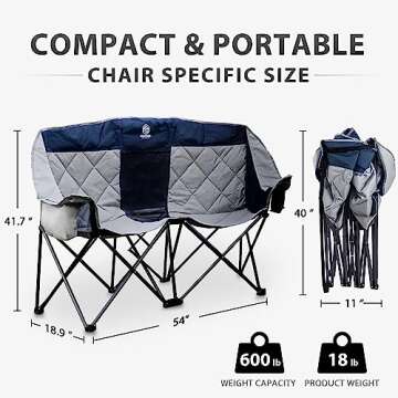 Coastrail Outdoor Double Camping Chair for Couples