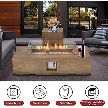 ECOTOUGE Outdoor Propane Gas Fire Pit Table 50,000 BTU