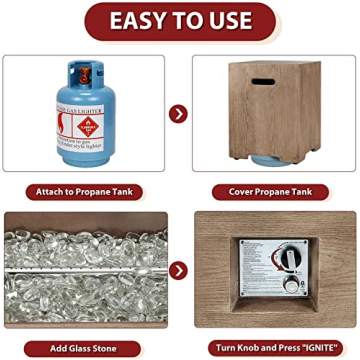 ECOTOUGE Outdoor Propane Gas Fire Pit Table 50,000 BTU