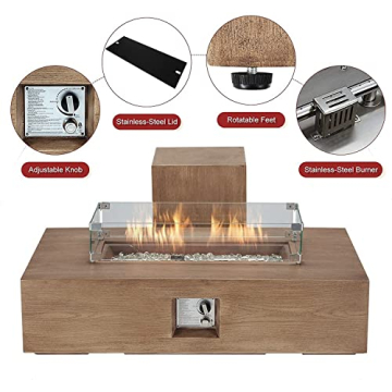 ECOTOUGE Outdoor Propane Gas Fire Pit Table 50,000 BTU