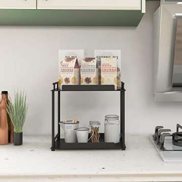 FLE Bathroom Organizer Countertop,Bathroom Counter Organizer Decorative Tray Cosmetic Organizer,Countertop Storage Shelf for Bathroom, Kitchen, Living Room, Bedroom, Dressing Table (2-Tier)