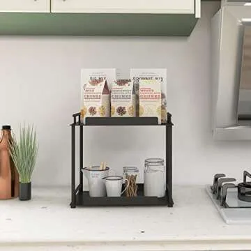 FLE Bathroom Organizer Countertop,Bathroom Counter Organizer Decorative Tray Cosmetic Organizer,Countertop Storage Shelf for Bathroom, Kitchen, Living Room, Bedroom, Dressing Table (2-Tier)