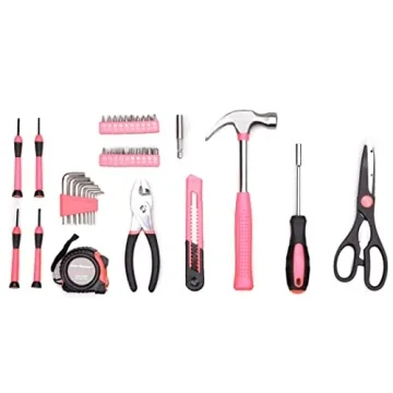 CARTMAN 39Piece Tool Set General Household Hand Tool Kit with Plastic Toolbox Storage Case Pink