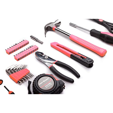 CARTMAN 39Piece Tool Set General Household Hand Tool Kit with Plastic Toolbox Storage Case Pink