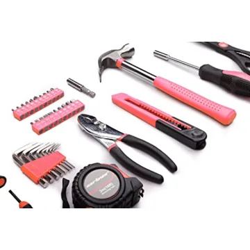 CARTMAN 39Piece Tool Set General Household Hand Tool Kit with Plastic Toolbox Storage Case Pink