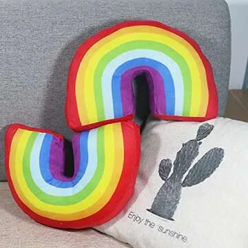 Poitemsic Rainbow Plush Pillow - Soft Kids Cushion