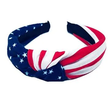 Shimmer Anna Shine Red White and Blue Patriotic American Flag Twist Headband USA (American Flag Headband)