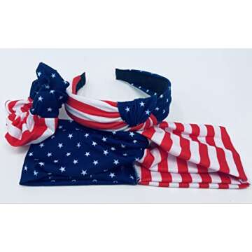 Shimmer Anna Shine Red White and Blue Patriotic American Flag Twist Headband USA (American Flag Headband)