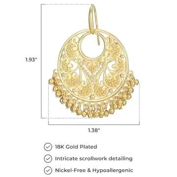 Stunning Chandbali 18K Gold Plated Earrings for Women