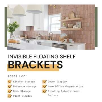 Floating Shelf Bracket - 32” Hidden Shelf Brackets, 150 LB Weight Capacity, Supports Wall Mounted Floating Shelves of Any Length, 3/4 Inch Industrial Solid Steel Support Rods Walnut Wood Works