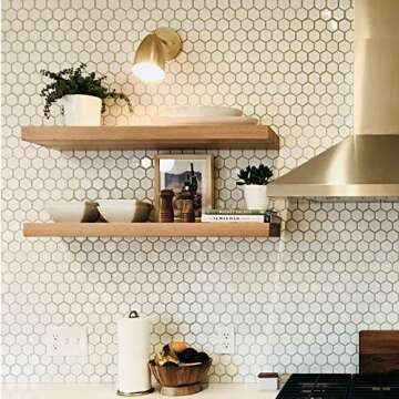 Floating Shelf Bracket - 32” Hidden Shelf Brackets, 150 LB Weight Capacity, Supports Wall Mounted Floating Shelves of Any Length, 3/4 Inch Industrial Solid Steel Support Rods Walnut Wood Works