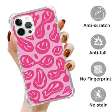 Dohakemuny Pink Melting Smile Face Case Compatible with iPhone 11 Pro Max, Aesthetic Trippy Smiling ...