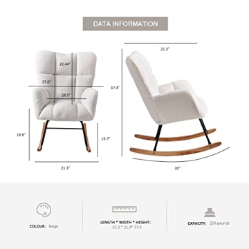 Ugijei Rocking Chair Nursery - Soft Teddy Glider Rocker