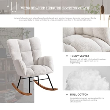 Ugijei Rocking Chair Nursery - Soft Teddy Glider Rocker