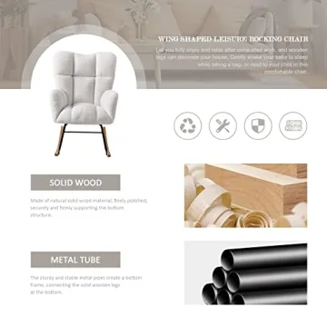 Ugijei Rocking Chair Nursery - Soft Teddy Glider Rocker