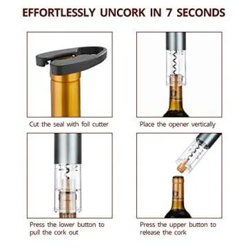 DEKOHM Electric Wine Bottle Opener, Rechargeable Wine Opener Set Cordless Electronic Corkscrew, 5 IN 1 Pourer, Vacuum Stopper, Foil Cutter, Charger, Automatic Wine Gift Set