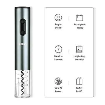 DEKOHM Electric Wine Bottle Opener, Rechargeable Wine Opener Set Cordless Electronic Corkscrew, 5 IN 1 Pourer, Vacuum Stopper, Foil Cutter, Charger, Automatic Wine Gift Set