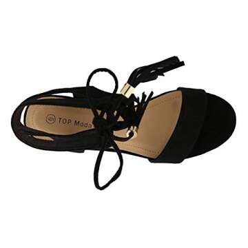 TOP Moda Women's Tassel Block Heel Gladiator Sandals