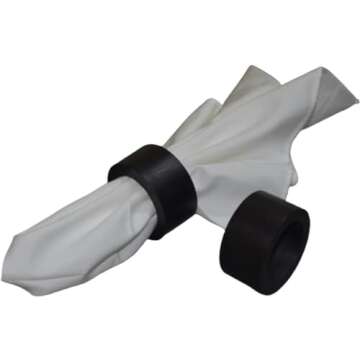 Divine glance Wood Napkin Rings Colourful Dining Table Napkin Holder, Classic Everyday Use Christmas Napkin Rings Buckles,Festive Party Gift for Table (12 PCS Wooden Black Plane Napkin Rings)