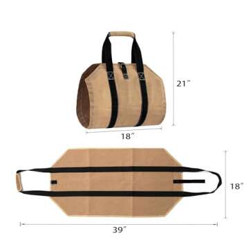Firewood Carrier, Wood Carrier for Firewood, Log Bag Firewood Storage Outdoor, Firewood Carriers wit...