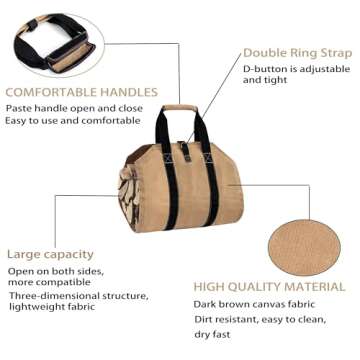 Firewood Carrier, Wood Carrier for Firewood, Log Bag Firewood Storage Outdoor, Firewood Carriers with Handles