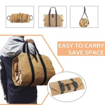 Firewood Carrier, Wood Carrier for Firewood, Log Bag Firewood Storage Outdoor, Firewood Carriers with Handles