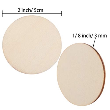 Boao 100 Unfinished Wood Discs for Crafting and DIY
