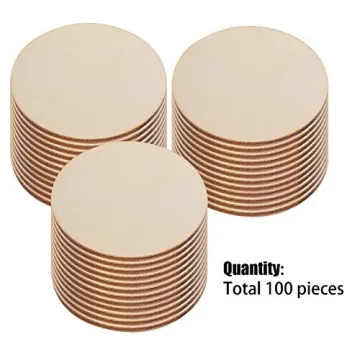 Boao 100 Unfinished Wood Discs for Crafting and DIY