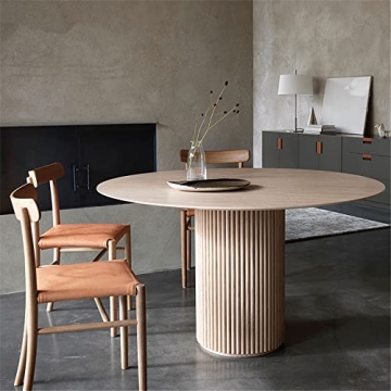 NIUYAO 35.5" Round Solid Wood Dining Table - Modern Elegance