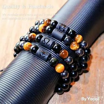 Birthday Gift, Rainbow Black Obsidian Mens Bracelet, Couples Bracelets 10mm Natural Tigers Eye Hematite Bracelet, Zodiac Healing Crystal Bracelet Good Luck Gifts (Taurus gifts)
