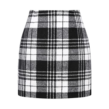 Plaid Bodycon Mini Skirt for Women - Stylish Black XS