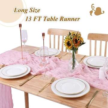 SAJOO Pink Cheesecloth Table Runner 1Pc 13ft Rustic Gauze Table Runner Cotton Cheesecloth Table Clot...