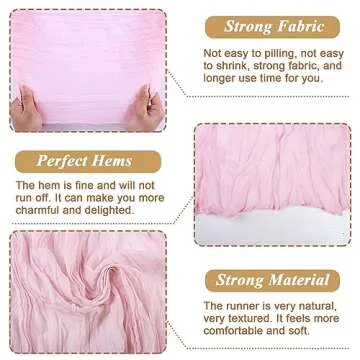 SAJOO Pink Cheesecloth Table Runner - Elegant 13ft Decor