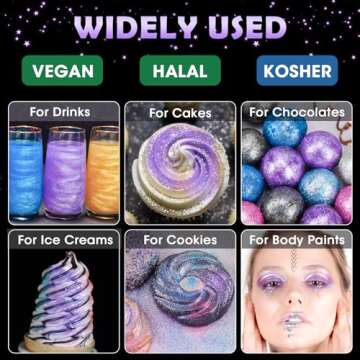 NiHome Edible Food-Grade Glimmer Powder Glitter Luster Dust Metallic Food Decorating Sprinkle Glimme...