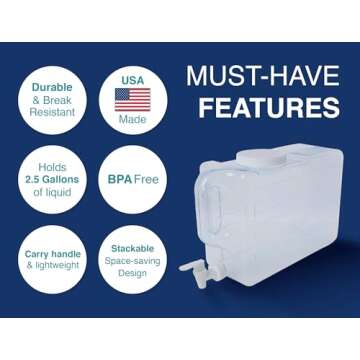 Arrow Home Products Slimline Drink Dispenser for Fridge, 2.5 Gallons