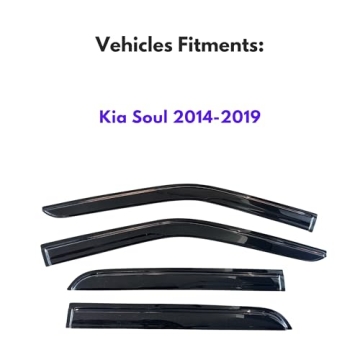KPY Window Visor Compatible with Kia Soul 2014-2019, 4PC Rain Guard Side Window Vent Deflectors Tape...