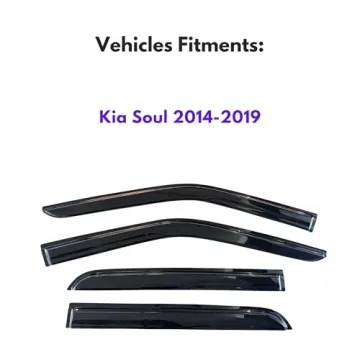 KPY Window Visor Compatible with Kia Soul 2014-2019, 4PC Rain Guard Side Window Vent Deflectors Tape...