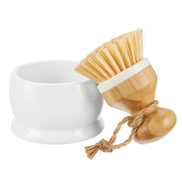 mDesign Eco-Friendly Bamboo Dish Scrub Brush Set