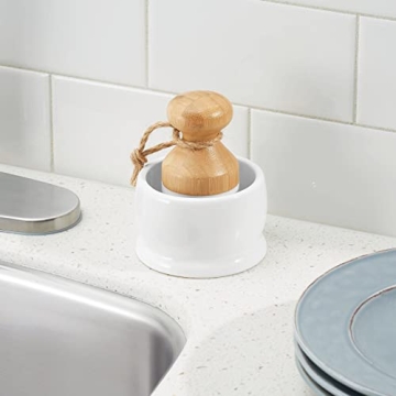 mDesign Eco-Friendly Bamboo Dish Scrub Brush Set