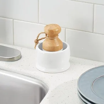 mDesign Eco-Friendly Bamboo Dish Scrub Brush Set