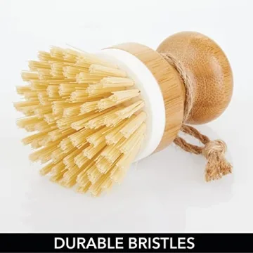 mDesign Eco-Friendly Bamboo Dish Scrub Brush Set