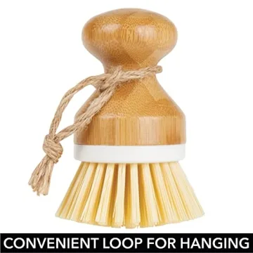 mDesign Eco-Friendly Bamboo Dish Scrub Brush Set