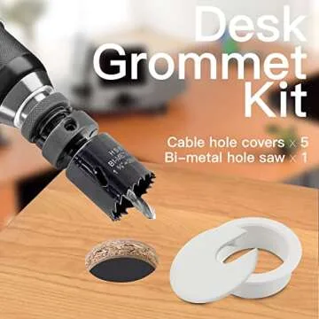 Zorveiio Desk Hole Grommet Kit with Bi-Metal Hole Saw
