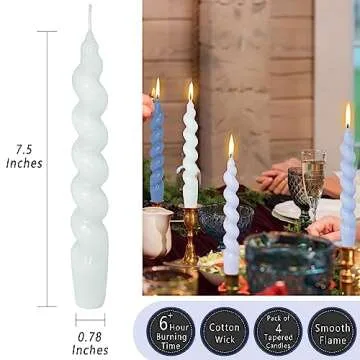 Gradient Blue Spiral Taper Candles for Home Decor and Events