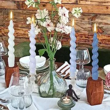 Gradient Blue Spiral Taper Candles for Home Decor and Events