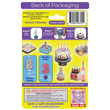 Candle Buddy Pack Birthday Candle Holder (Pink) - Sticks to Smooth Surfaces / Reusable / Washable/ Help Keep “Germs Off” While Blowing Out Birthday Candles! (Pink)